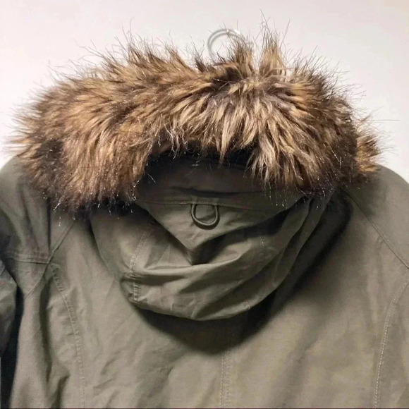 The North Face HyVent army green down  puffer parka hooded jacket - Picture 11 of 16